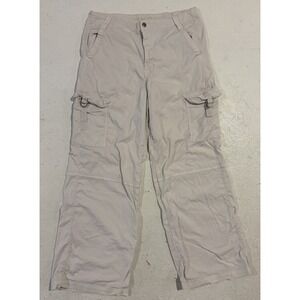 American Eagle AE White Super High-Rise‎ Baggy Wide Leg Cargo Jeans Size 33x29